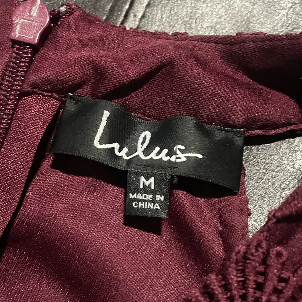 Burgundy Halter Lace Maxi Dress - Picture 4 of 7